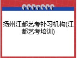 扬州江都艺考补习机构(江都艺考培训)