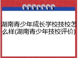 湖南青少年成长学校技校怎么样(湖南青少年技校评价)