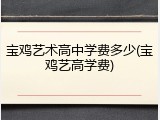 宝鸡艺术高中学费多少(宝鸡艺高学费)
