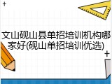 文山砚山县单招培训机构哪家好(砚山单招培训优选)