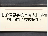 电子信息学校官网入口技校招生(电子技校招生)