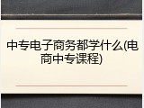 中专电子商务都学什么(电商中专课程)