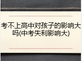 考不上高中对孩子的影响大吗(中考失利影响大)