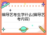 编导艺考生学什么(编导艺考内容)