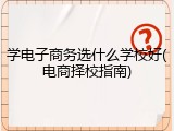 学电子商务选什么学校好(电商择校指南)