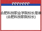 合肥科技职业学院校长是谁(合肥科技职院校长)