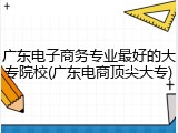 广东电子商务专业最好的大专院校(广东电商顶尖大专)