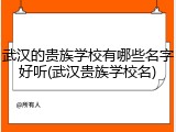 武汉的贵族学校有哪些名字好听(武汉贵族学校名)