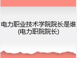 电力职业技术学院院长是谁(电力职院院长)