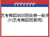 艺考舞蹈培训班收费一般多少(艺考舞蹈班费用)