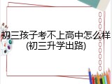 初三孩子考不上高中怎么样(初三升学出路)
