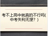 考不上高中就真的不行吗(中考失利无望？)
