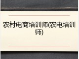 农村电商培训师(农电培训师)