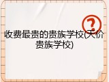 收费最贵的贵族学校(天价贵族学校)