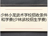 少林小龙武术学校招收条件和学费(少林武校招生学费)
