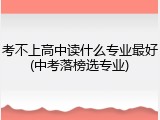考不上高中读什么专业最好(中考落榜选专业)