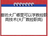 廊坊大厂哪里可以学数控职高技术(大厂数控职高)