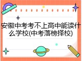 安徽中考考不上高中能读什么学校(中考落榜择校)