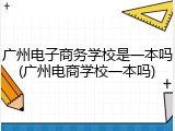 广州电子商务学校是一本吗(广州电商学校一本吗)