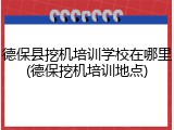 德保县挖机培训学校在哪里(德保挖机培训地点)