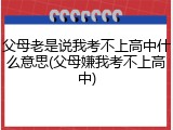 父母老是说我考不上高中什么意思(父母嫌我考不上高中)