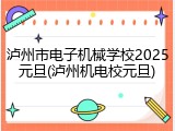 泸州市电子机械学校2025元旦(泸州机电校元旦)