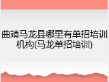 曲靖马龙县哪里有单招培训机构(马龙单招培训)