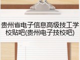 贵州省电子信息高级技工学校贴吧(贵州电子技校吧)