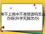 考不上高中不准复读吗怎么办呀(升学无路怎办)