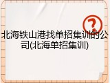 北海铁山港找单招集训的公司(北海单招集训)