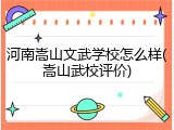 河南嵩山文武学校怎么样(嵩山武校评价)