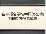 自考报名学校中职怎么填(中职自考报名填校)