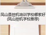 凤山县挖机培训学校哪家好(凤山挖机学校推荐)
