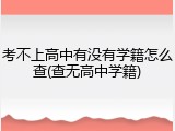考不上高中有没有学籍怎么查(查无高中学籍)