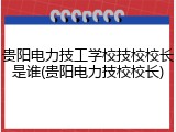 贵阳电力技工学校技校校长是谁(贵阳电力技校校长)