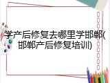 学产后修复去哪里学邯郸(邯郸产后修复培训)