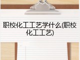 职校化工工艺学什么(职校化工工艺)