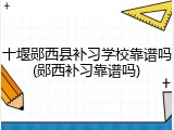 十堰郧西县补习学校靠谱吗(郧西补习靠谱吗)