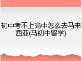 初中考不上高中怎么去马来西亚(马初中留学)