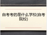 自考考的是什么学校(自考院校)