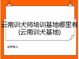 云南训犬师培训基地哪里有(云南训犬基地)