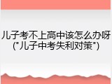 儿子考不上高中该怎么办呀("儿子中考失利对策")