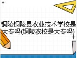 铜陵铜陵县农业技术学校是大专吗(铜陵农校是大专吗)