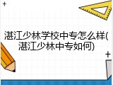 湛江少林学校中专怎么样(湛江少林中专如何)