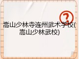 嵩山少林寺连州武术学校(嵩山少林武校)