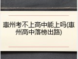 惠州考不上高中能上吗(惠州高中落榜出路)