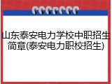 山东泰安电力学校中职招生简章(泰安电力职校招生)