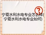 宁夏水利水电专业怎么样(宁夏水利水电专业如何)