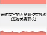 宠物美容的职高职校有哪些(宠物美容职校)