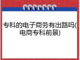 专科的电子商务有出路吗(电商专科前景)